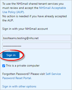 Sign In with your NHSmail account