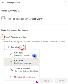 Change Direct Access Settings