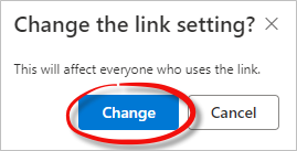 Confirmation Message To Change link setting