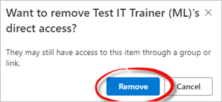 Confirm Remove Direct Access