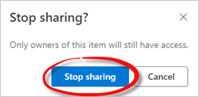 Confirm Stop Sharing For All