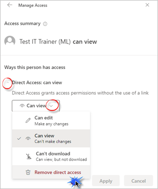 Remove Direct Access Option