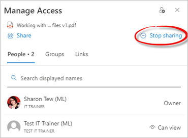 Stop Sharing Option