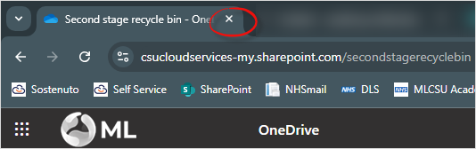 Close OneDrive Tab