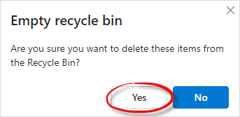 Confirm Empty Second Stage Recycle Bin