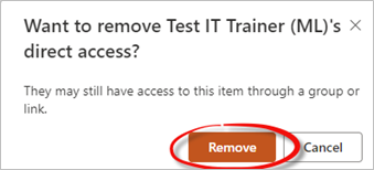 Confirm Remove Direct Access