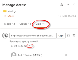 Manage Access Links For Folder