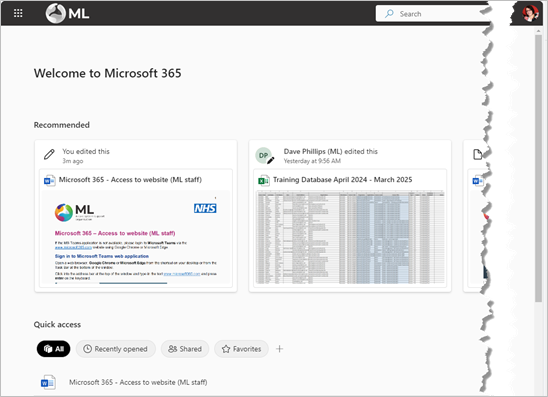 Microsoft 365 Welcome Page