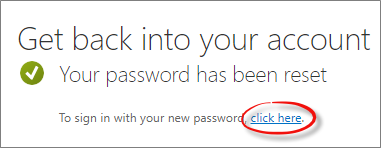 Confirmation Message Of Password Reset