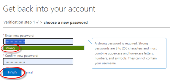 New Strong Password Entered