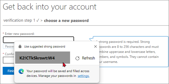 Select Suggested Strong Password