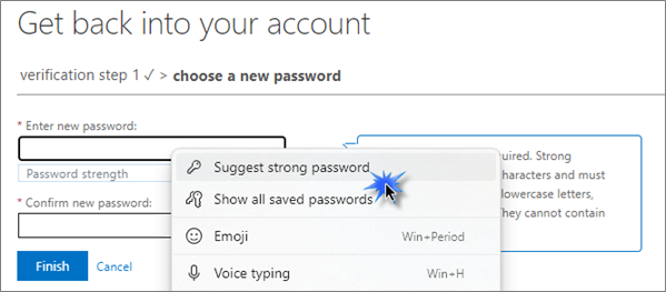 Suggest Strong Password Option