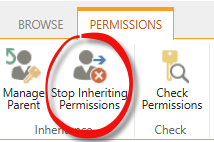 Stop Inheriting Permissions Button