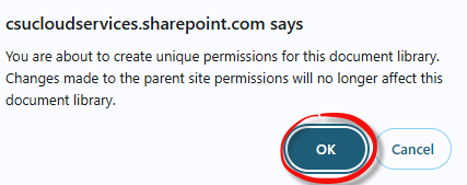 Confirm Stop Inheriting Permissions