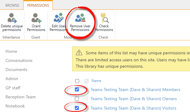 Remove User Permissions