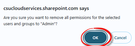 Confirm Remove User Permissions