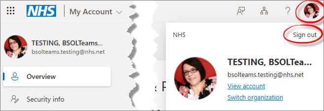Sign Out Option For Account