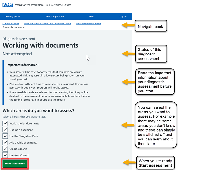 Diagnostic Assessment Window