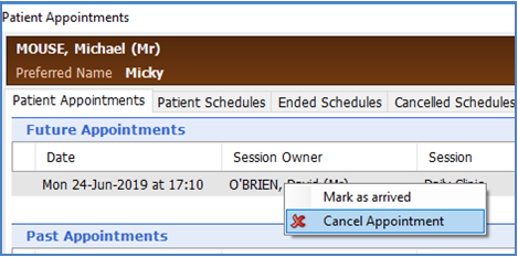 Patient Appts Rc Cancel