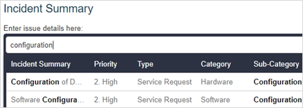 enter issue details for example configuration