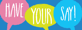 Have Your Say speech bubbles logo