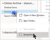 Properties Of Archive Folder