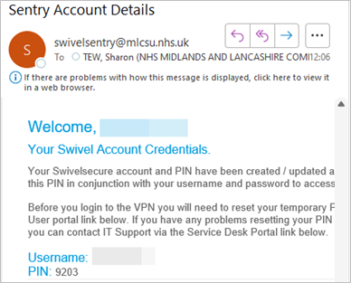 New Pin Code Email