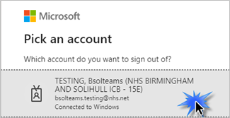Microsoft Pick An Account to sign out of