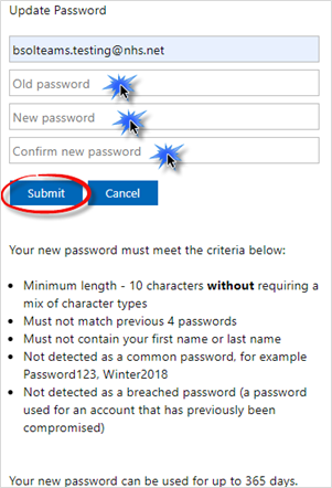 Update Password Window