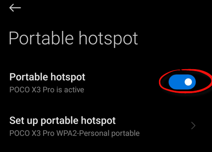 Activate Portable Hotspot on Android phone