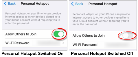 Switch Personal Hotspot Off