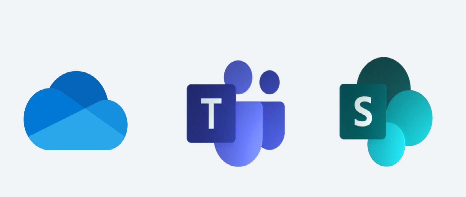 OneDrive, SharePoint, Teams logos image