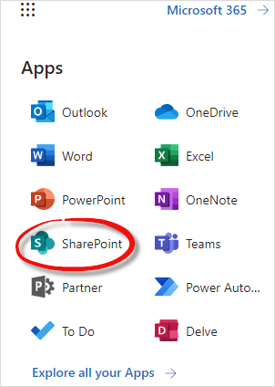 Click SharePoint