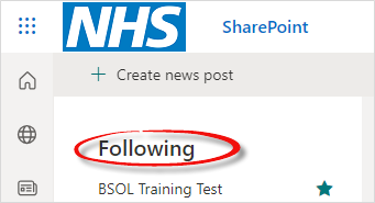 Following SharePoint Sites