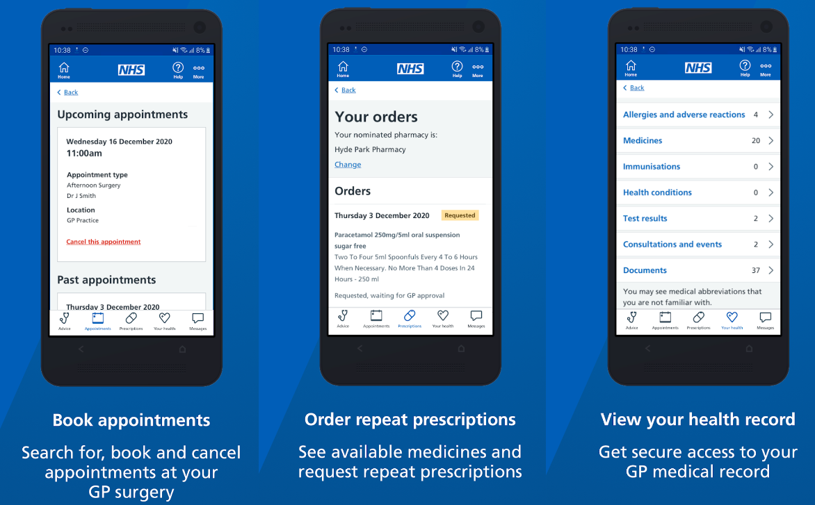NHS app features, top 3 image