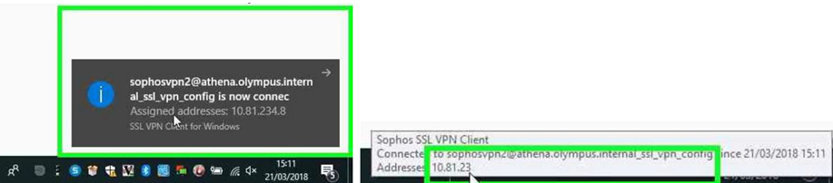 Confirm Connectivity To Sophos VPN