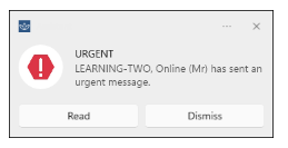 Urgent message pop up box