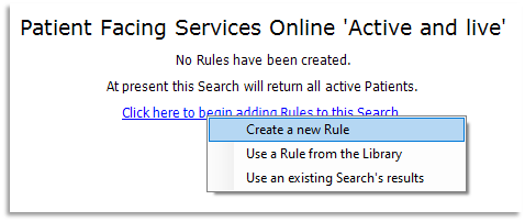 Screen shot showing how to select a rule