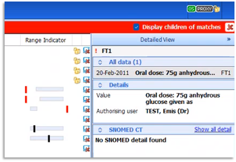 Image of Children of matches - the child results of the online restricted matches will be displayed in a red bar