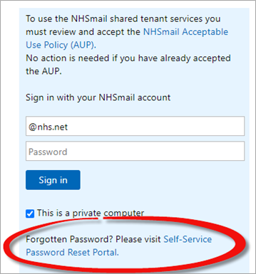 Link For Self Service Password Reset Portal